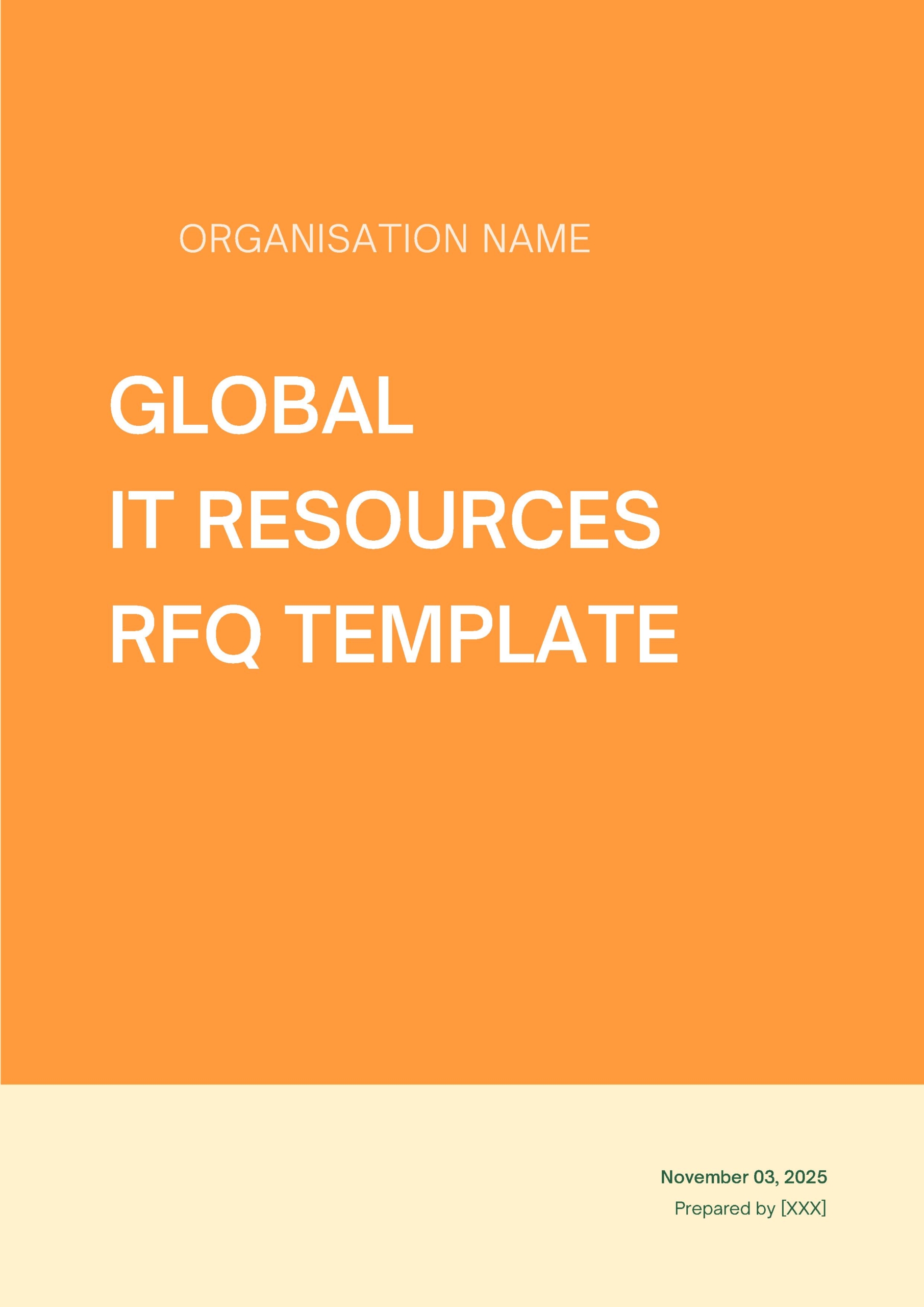 Global IT Resource RFQ Cover Page Template